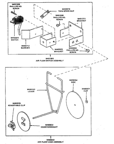 Air flow switch assembly