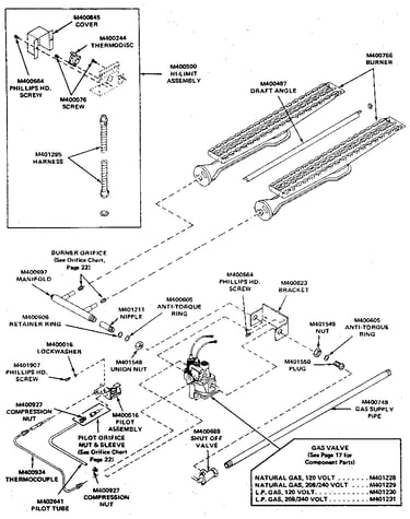 Gas heater assembly (standing pilot ignition)
