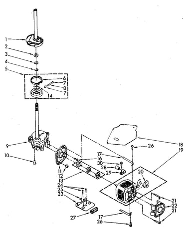 Brake, clutch, gearcase, motor and pump