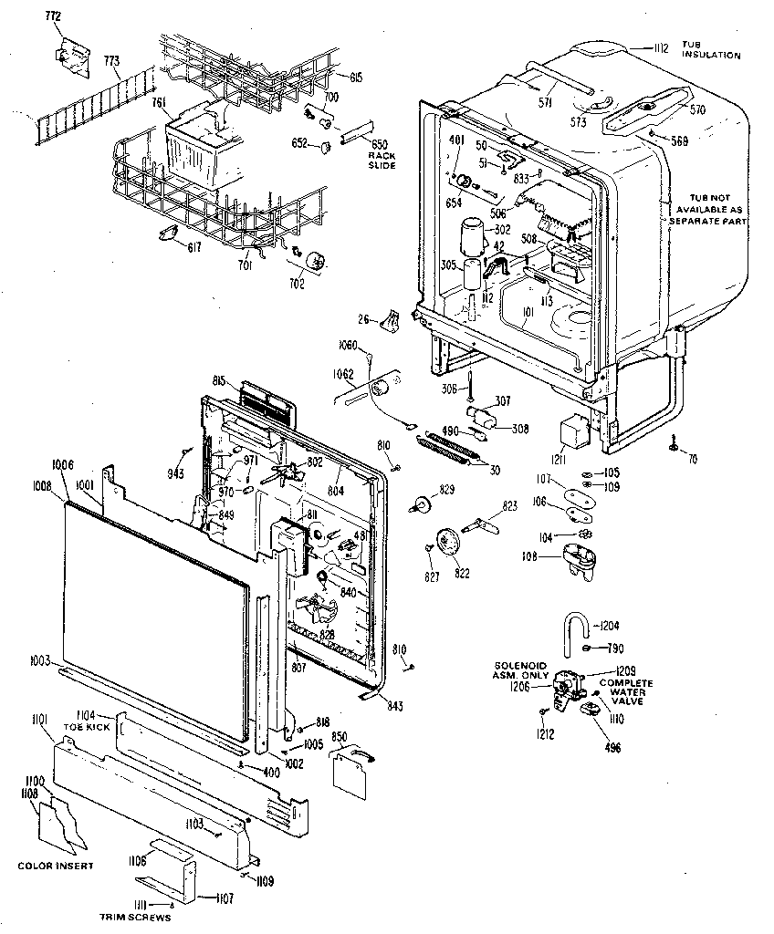 TUB AND DOOR ASSEMBLY