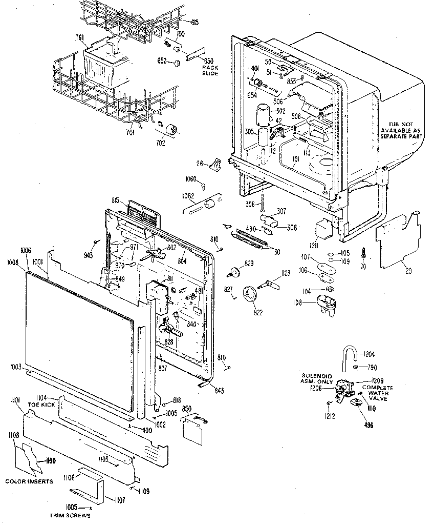 Tub and door assembly
