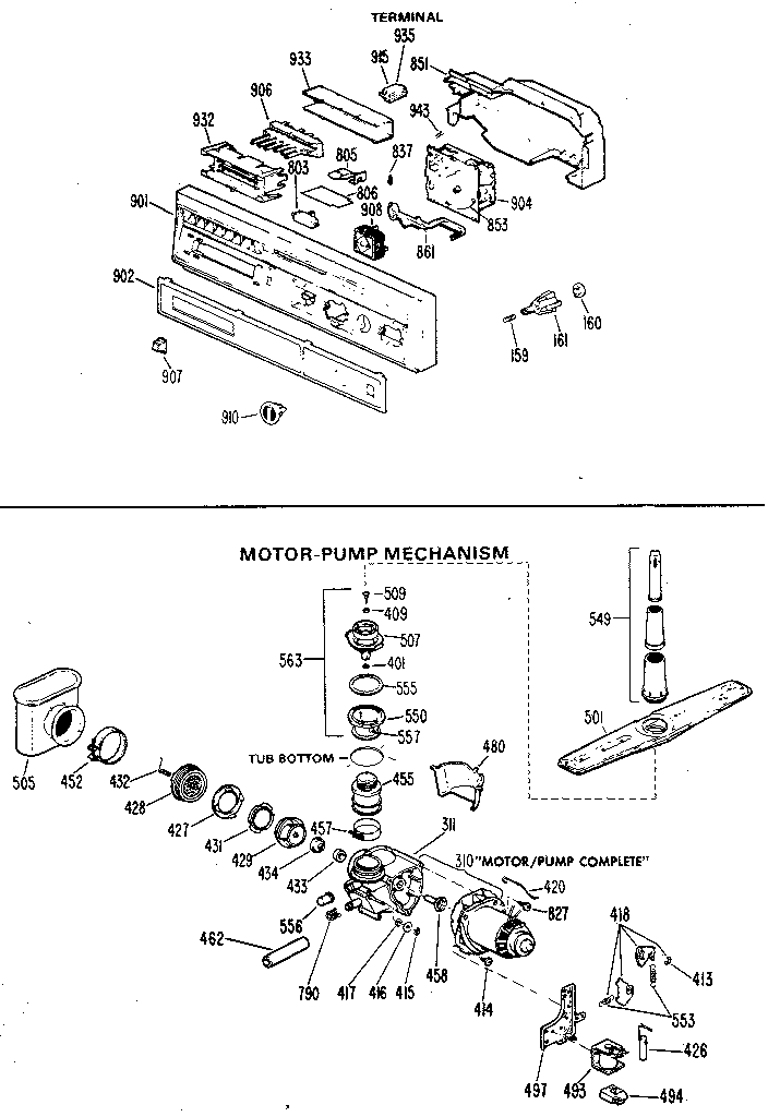 Control panel and motor-pump assembly