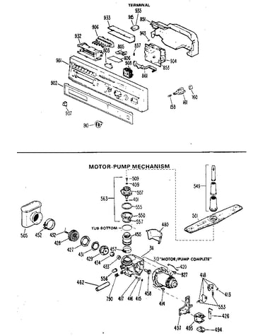 Control panel and motor-pump assembly