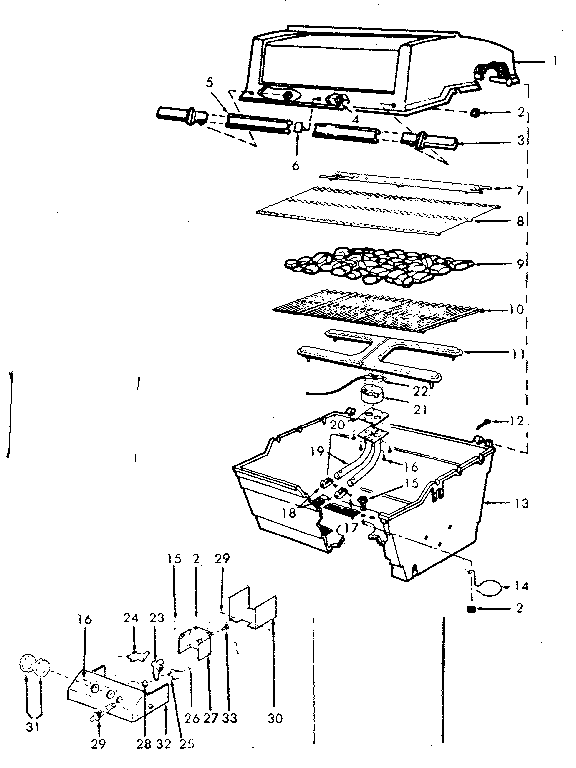 Grill and burner section