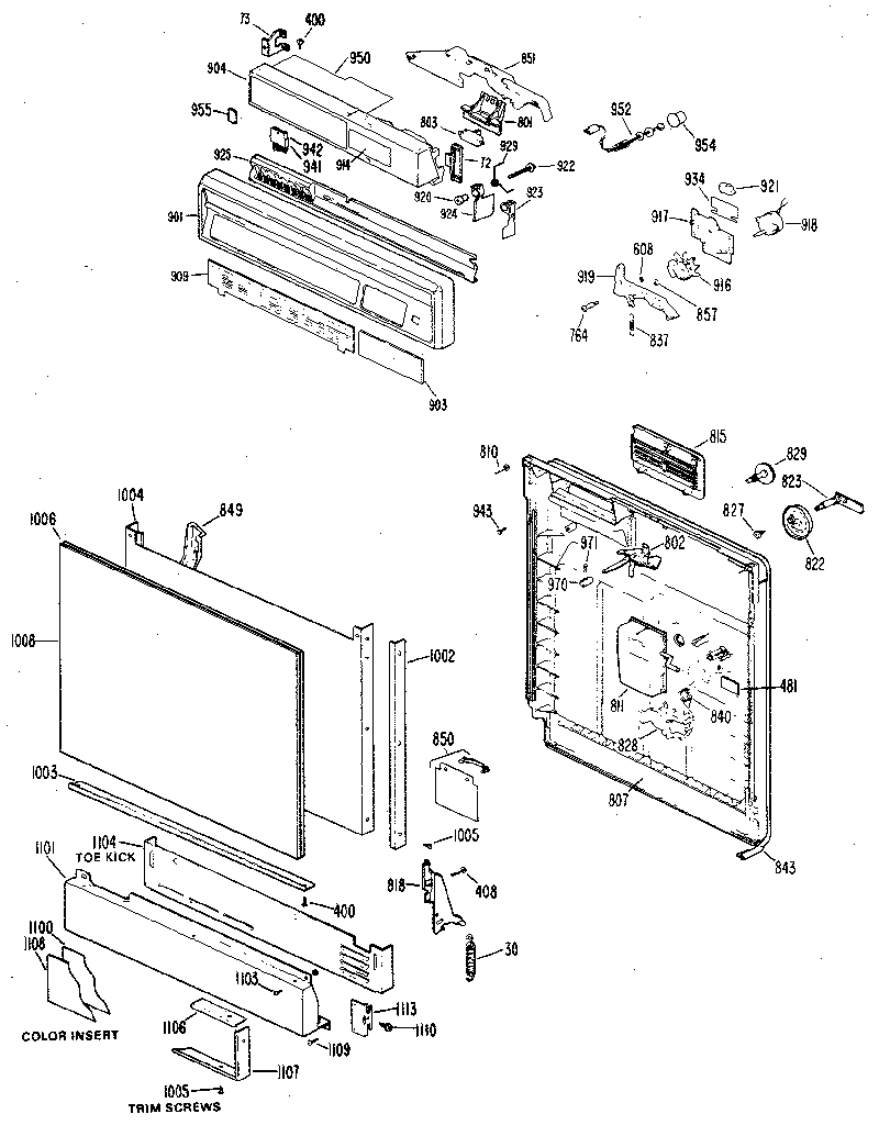 Control panel and door
