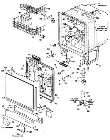 Tub and door assembly