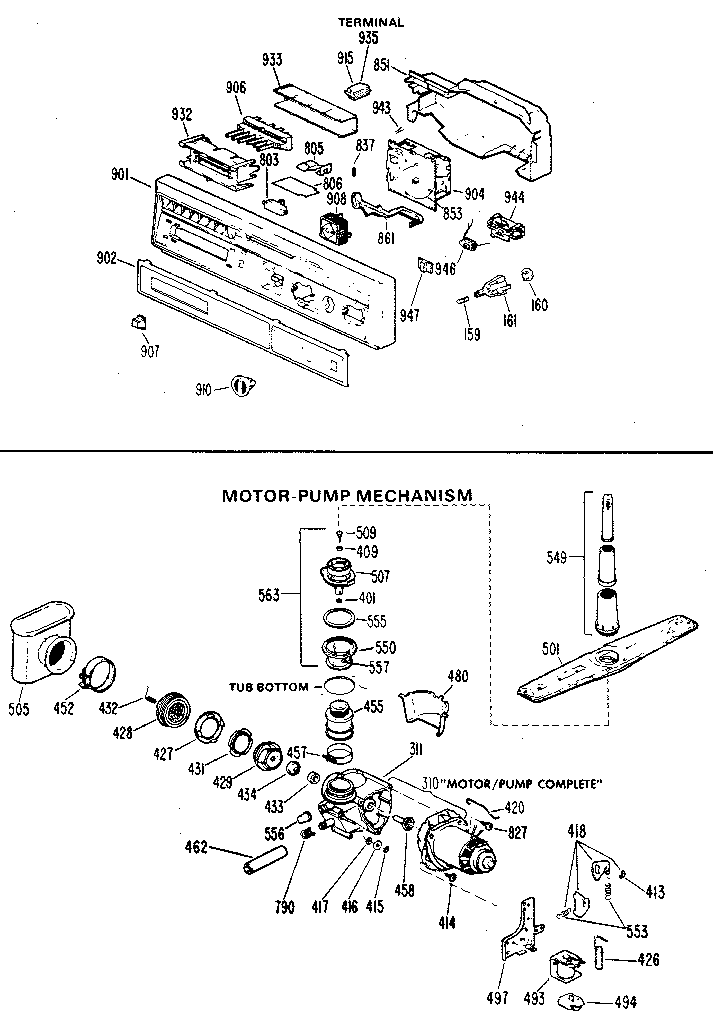 CONTROL PANEL AND MOTOR-PUMP ASSEMBLY