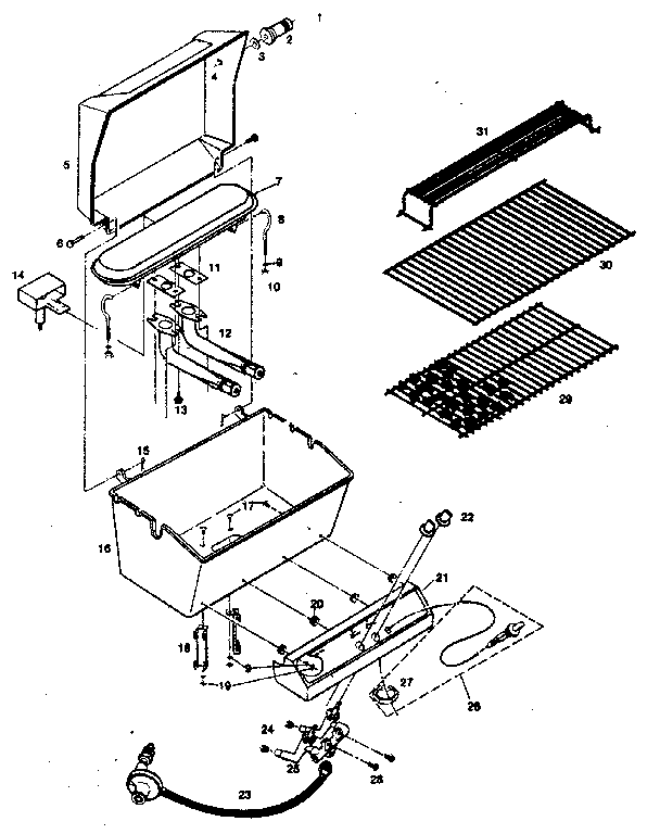 Grill and burner section