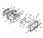 Kenmore 9119808710 illustration and parts list for oven door section diagram