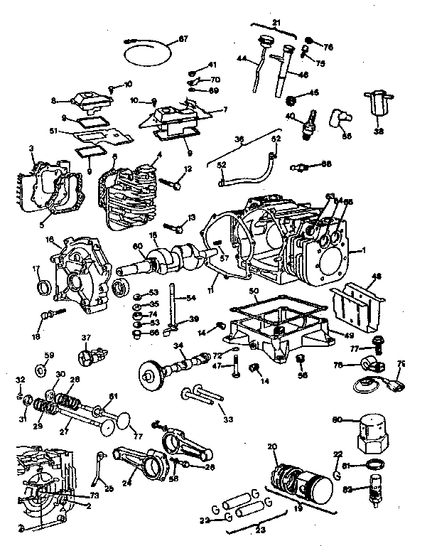 CYLINDER, CRANKSHAFT AND ENGINE BASE