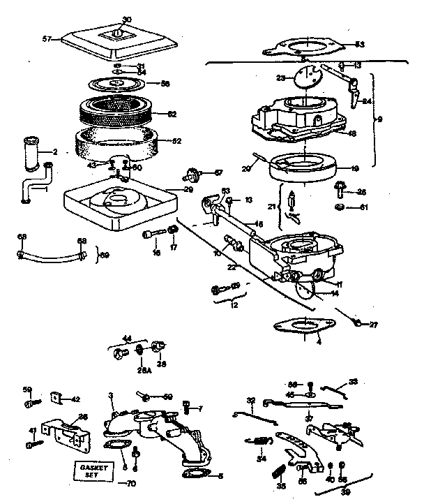 Air cleaner-carburetor group