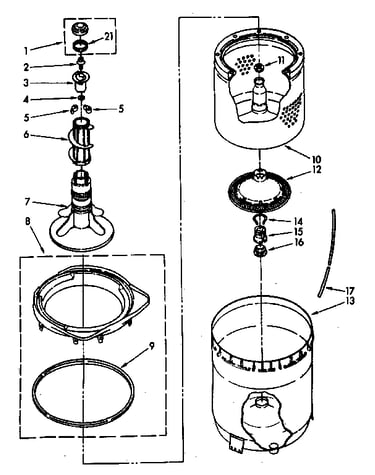 Agitator, basket and tub parts