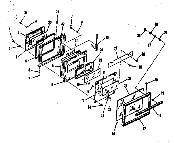 Upper oven door section
