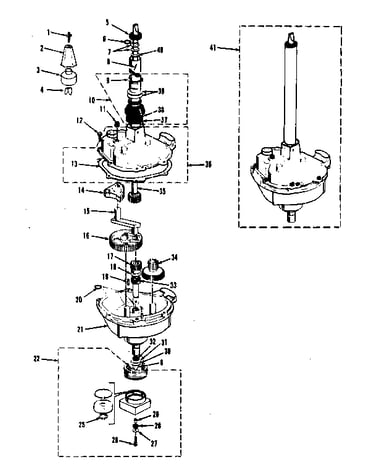 Transmission, water seal, lower bearing asmy.