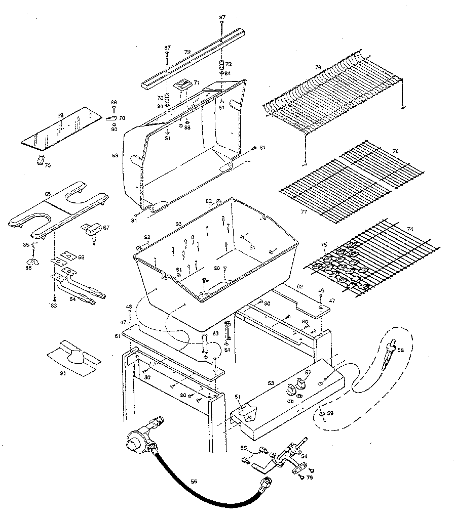 Grill and burner section