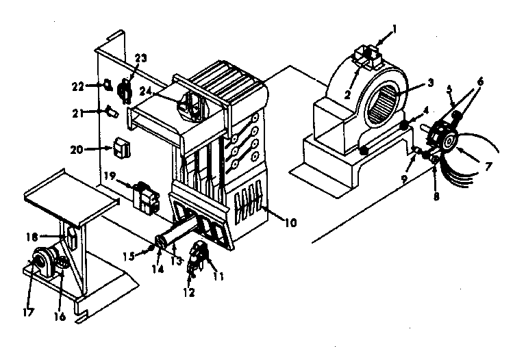 Heating section and blower