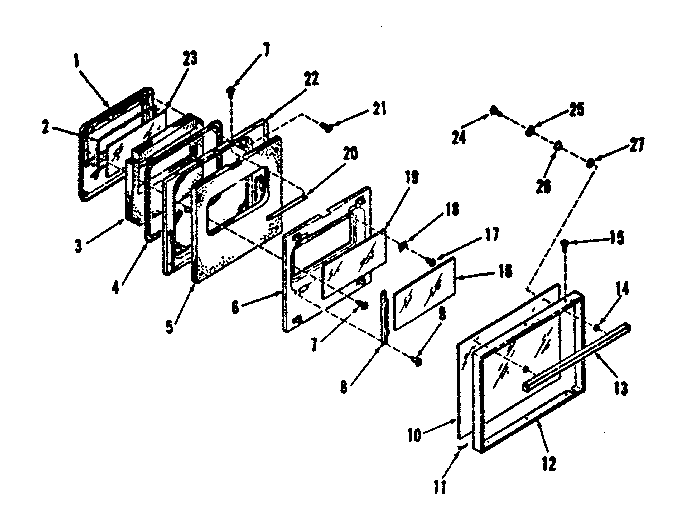 Upper oven door section