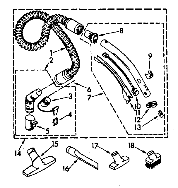Hose and attachment parts