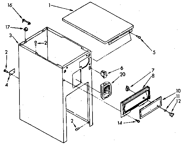 Cabinet and control parts
