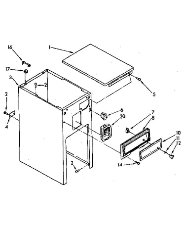 Cabinet and control parts