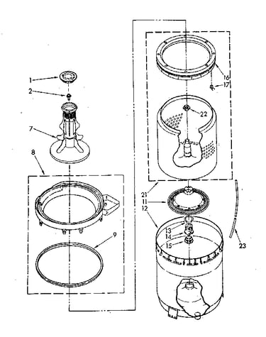 Agitator, basket and tub