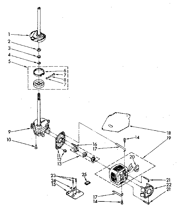 Brake, clutch, gearcase, motor and pump