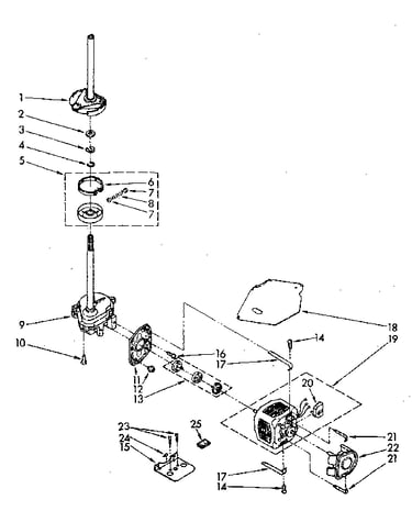 Brake, clutch, gearcase, motor and pump