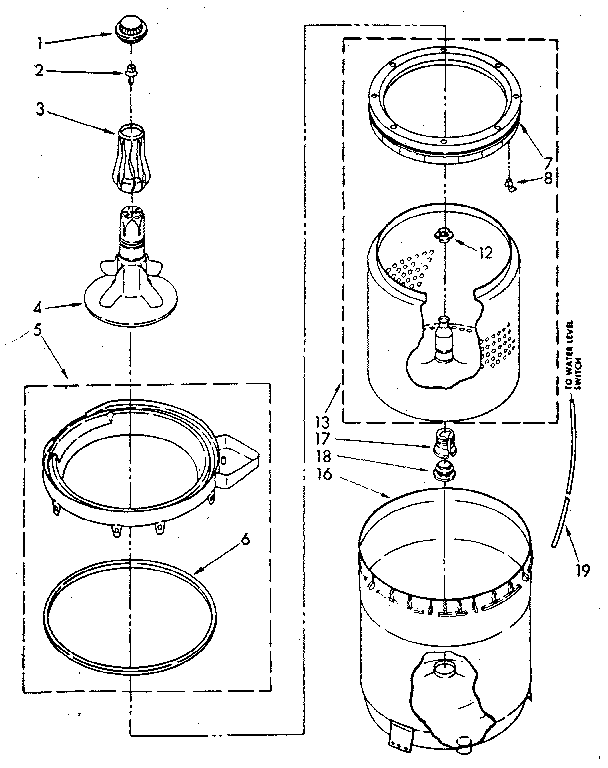 Agitator, basket and tub