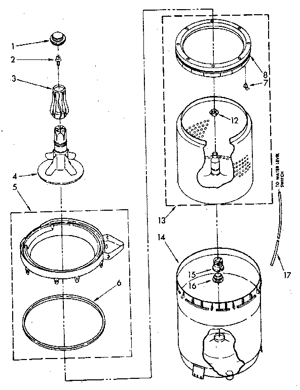 AGITATOR, BASKET AND TUB