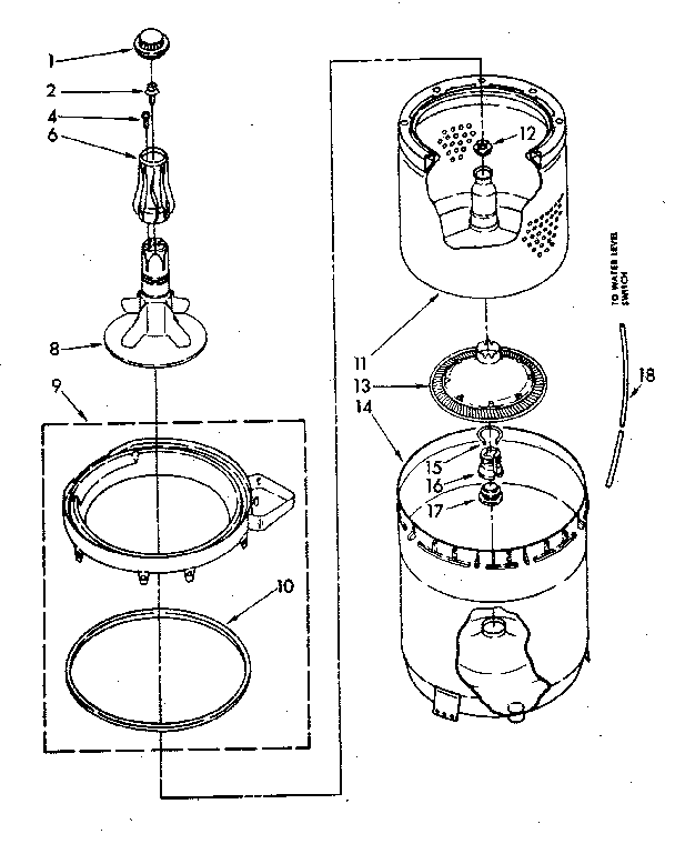 Agitator, basket and tub