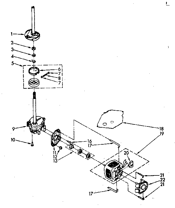 Brake, clutch, gearcase, motor and pump