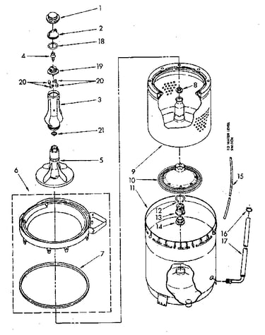 Agitator, basket and tub