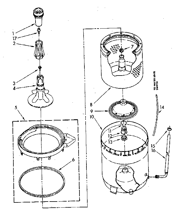 Agitator, basket and tub