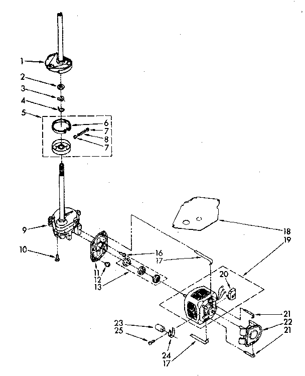 BRAKE CLUTCH, GEARCASE, MOTOR AND PUMP