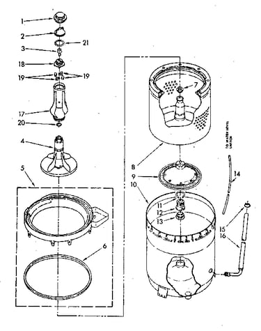 Agitator, basket and tub