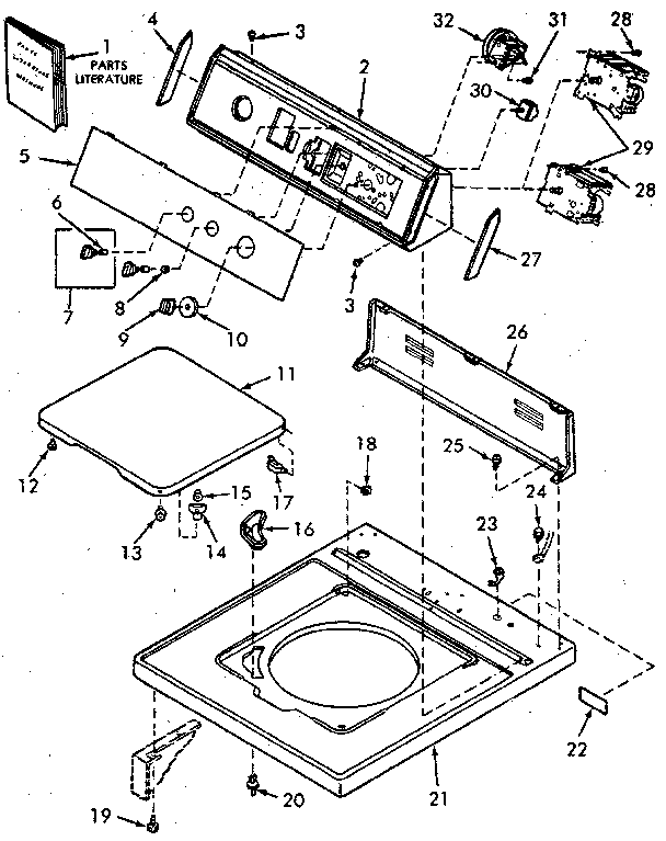 Control hood, controls, loading door and cabinet top