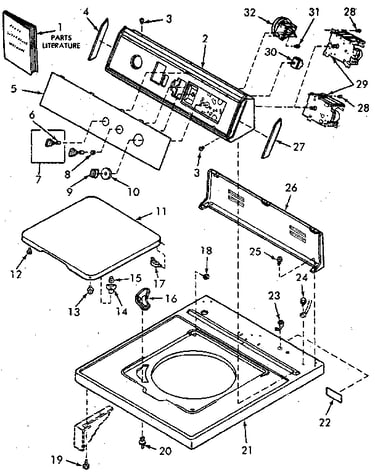 Control hood, controls, loading door and cabinet top