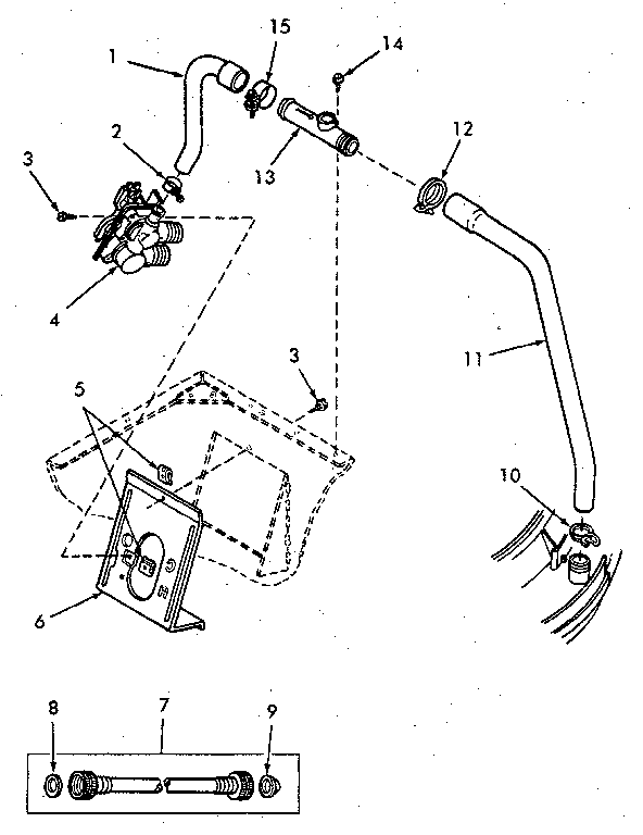 Hoses, preventer, mixing valve and mounting bracket