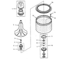 Speed Queen NA4621L33728 agitator, dr. bell seal seat, lint filter, washtub & hub diagram