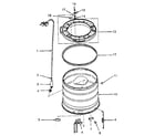 Speed Queen NA4621W33721 outer tub, cover and pressure hose diagram