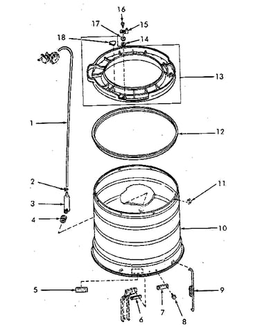Outer tub, cover and pressure hose