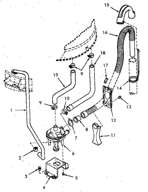 Pump assembly, bracket and hoses