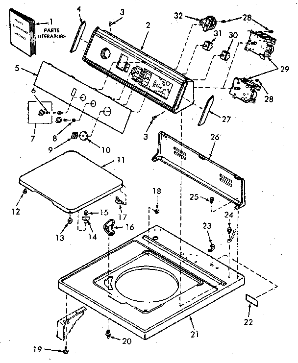 Control hood, controls, loading door and cabinet top