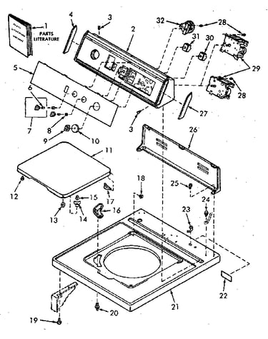 Control hood, controls, loading door and cabinet top