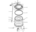 Speed Queen NA6621L33828 outer tub, cover and pressure hose diagram