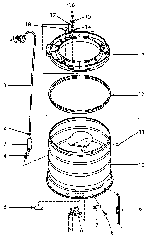 Outer tub, cover and pressure hose