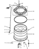 Outer tub, cover and pressure hose