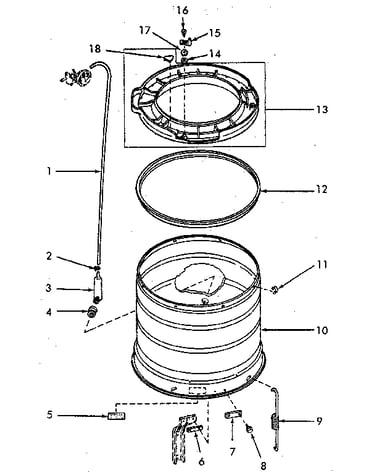 Outer tub, cover and pressure hose
