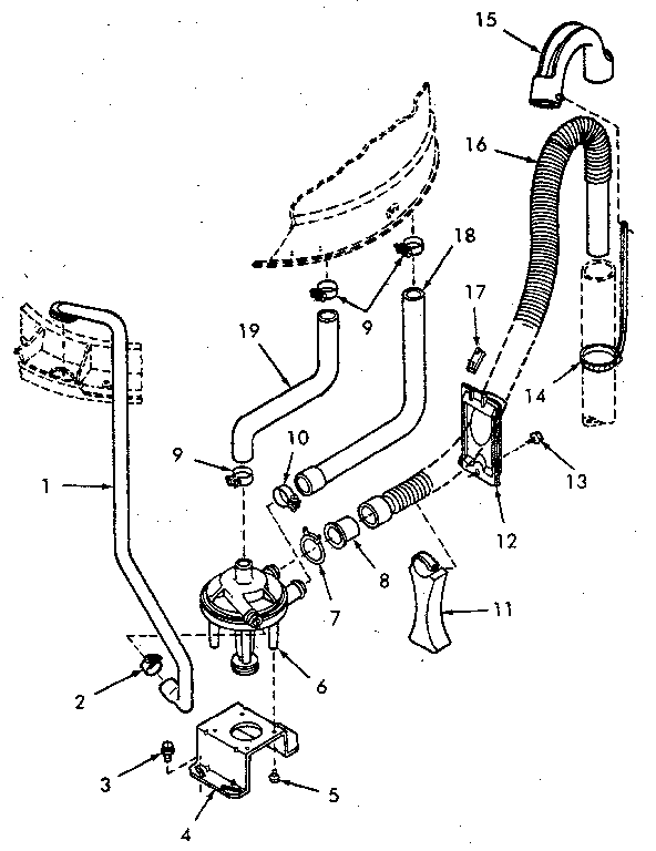 Pump assembly, bracket and hoses