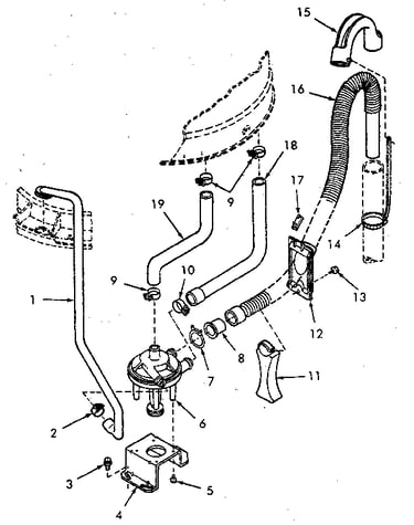 Pump assembly, bracket and hoses